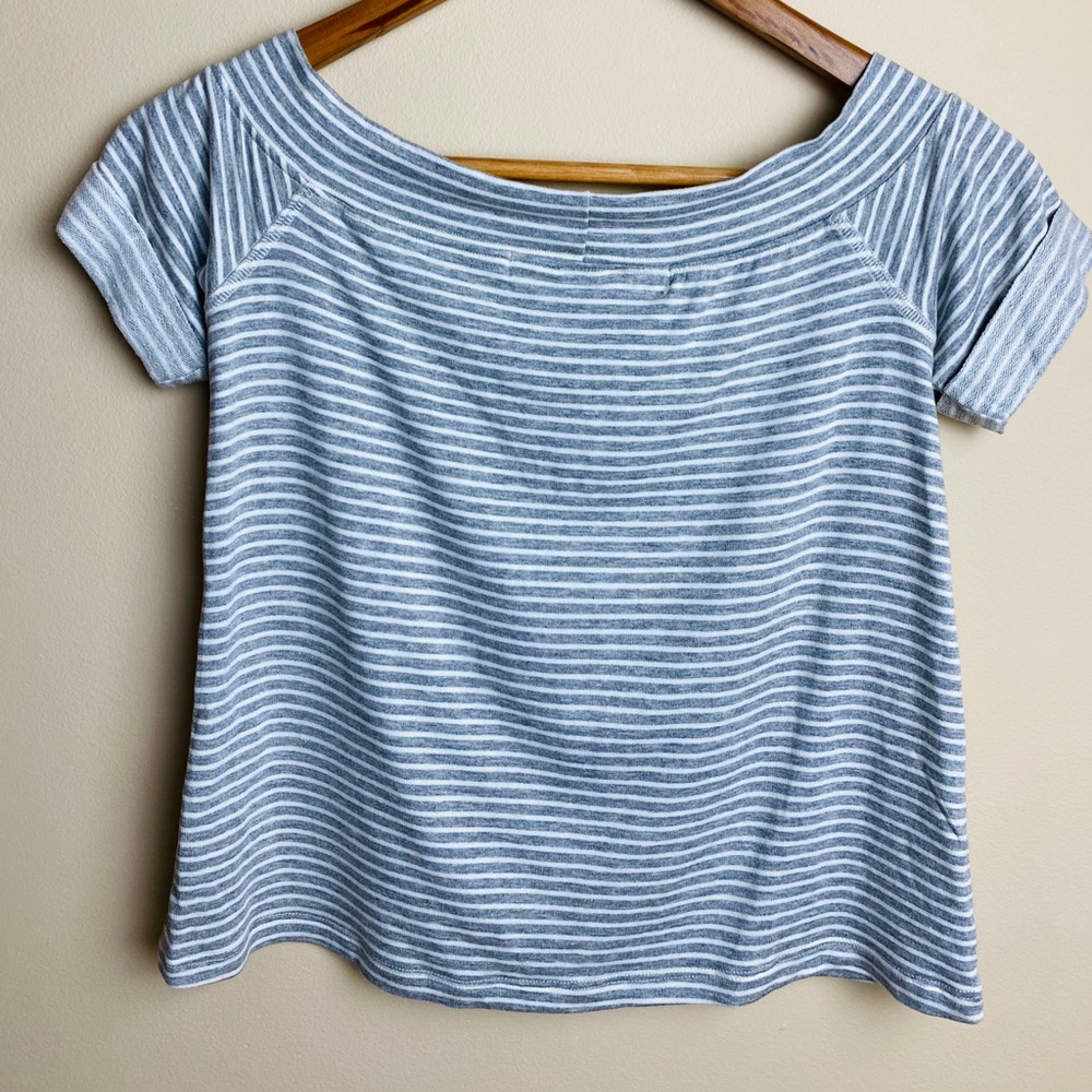 NWT ANTHROPOLOGIE Off Shoulder Grey Top, XS - Picture 9 of 9